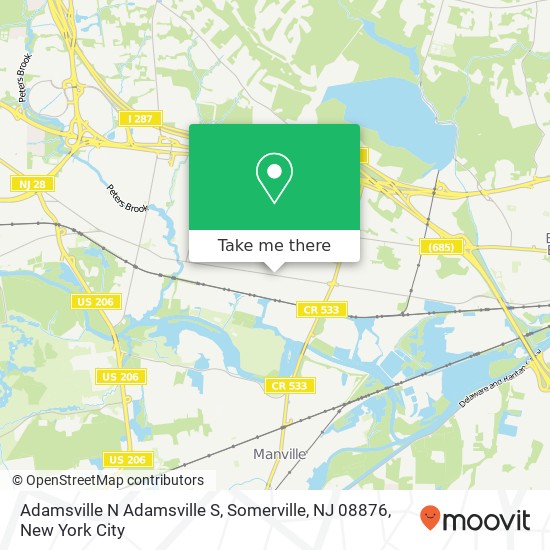 Mapa de Adamsville N Adamsville S, Somerville, NJ 08876