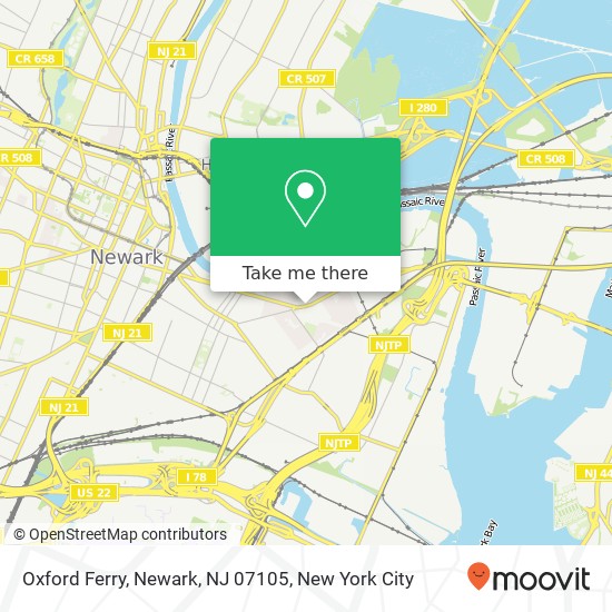 Mapa de Oxford Ferry, Newark, NJ 07105