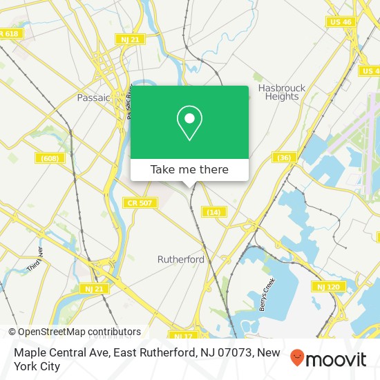 Mapa de Maple Central Ave, East Rutherford, NJ 07073