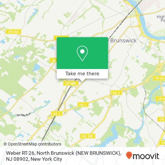 Mapa de Weber RT-26, North Brunswick (NEW BRUNSWICK), NJ 08902
