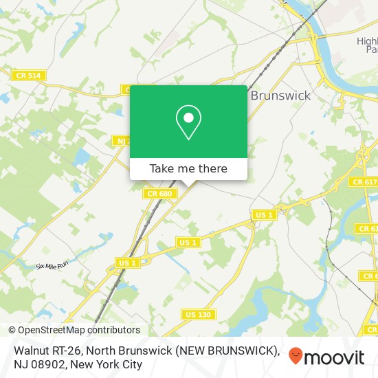 Mapa de Walnut RT-26, North Brunswick (NEW BRUNSWICK), NJ 08902