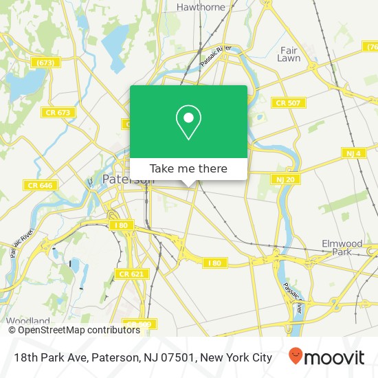 Mapa de 18th Park Ave, Paterson, NJ 07501