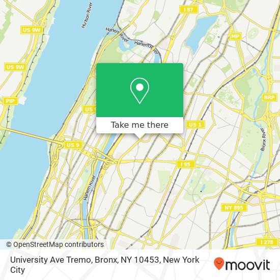 Mapa de University Ave Tremo, Bronx, NY 10453