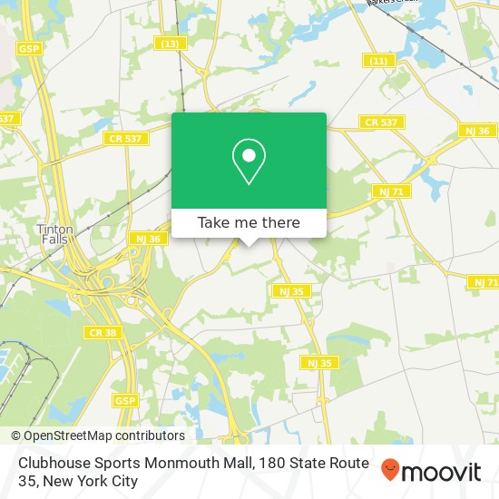 Clubhouse Sports Monmouth Mall, 180 State Route 35 map