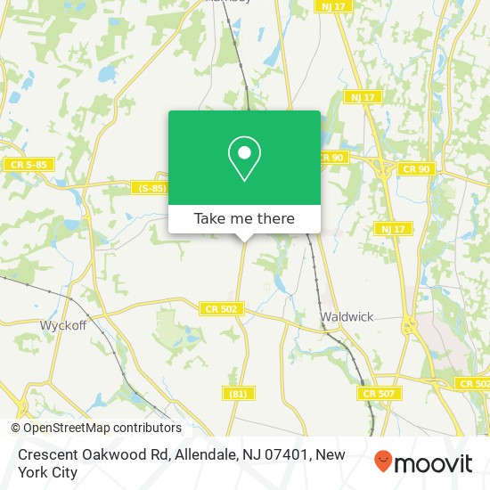 Mapa de Crescent Oakwood Rd, Allendale, NJ 07401