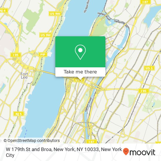 W 179th St and Broa, New York, NY 10033 map