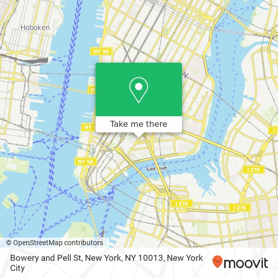 Bowery and Pell St, New York, NY 10013 map