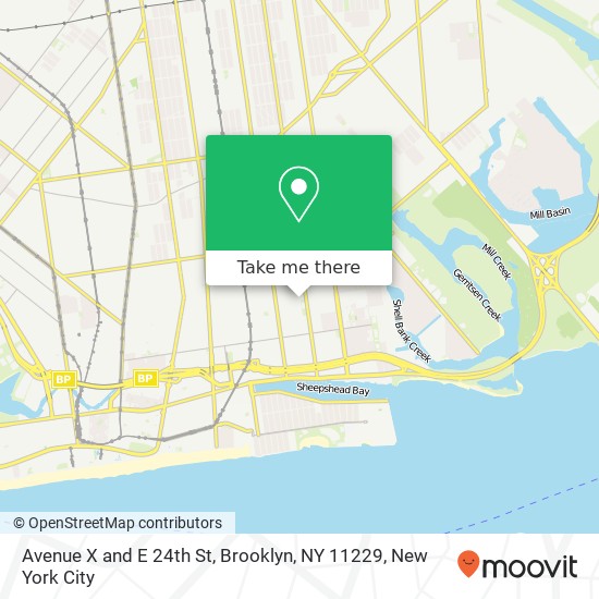 Avenue X and E 24th St, Brooklyn, NY 11229 map