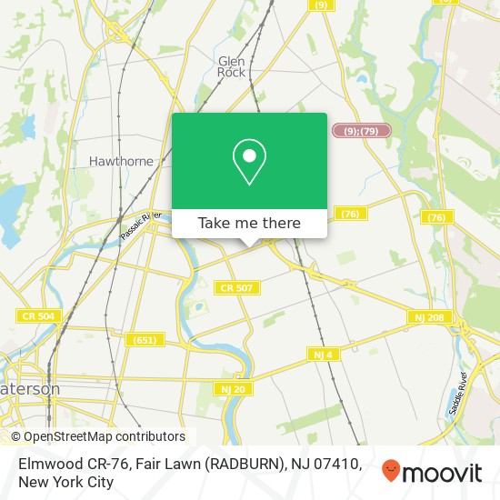 Elmwood CR-76, Fair Lawn (RADBURN), NJ 07410 map