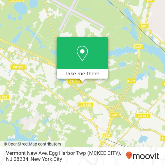 Mapa de Vermont New Ave, Egg Harbor Twp (MCKEE CITY), NJ 08234