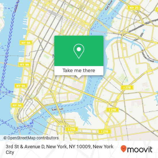 Mapa de 3rd St & Avenue D, New York, NY 10009