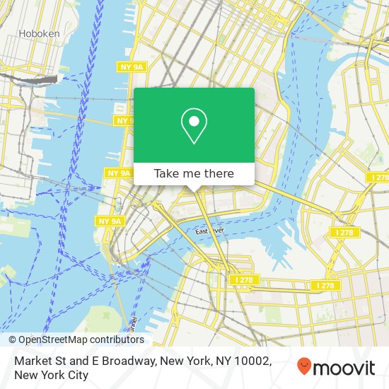 Mapa de Market St and E Broadway, New York, NY 10002