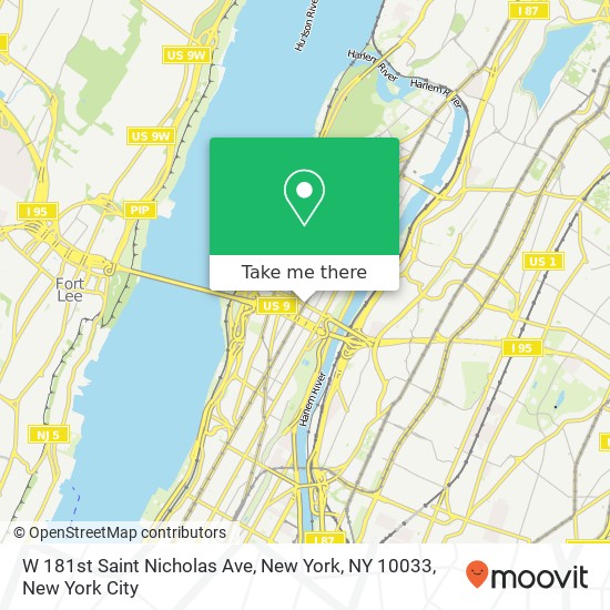 W 181st Saint Nicholas Ave, New York, NY 10033 map