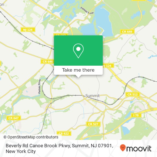 Beverly Rd Canoe Brook Pkwy, Summit, NJ 07901 map