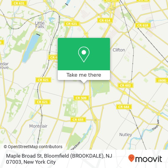 Maple Broad St, Bloomfield (BROOKDALE), NJ 07003 map