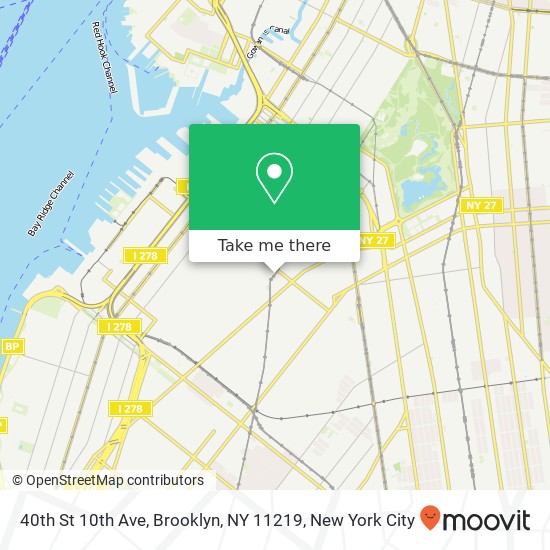 Mapa de 40th St 10th Ave, Brooklyn, NY 11219