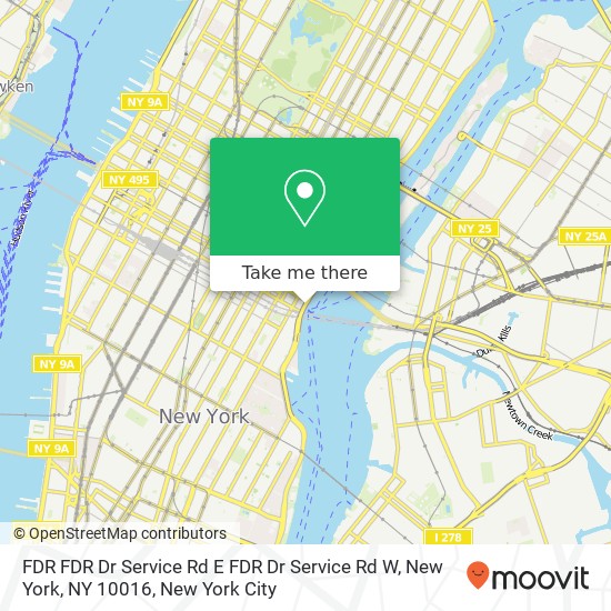 FDR FDR Dr Service Rd E FDR Dr Service Rd W, New York, NY 10016 map