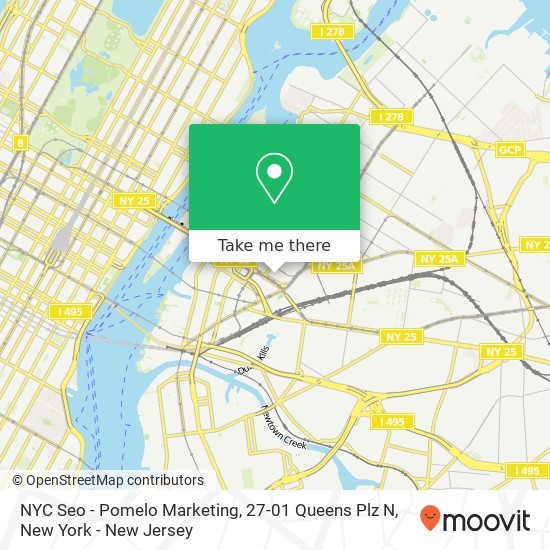 Mapa de NYC Seo - Pomelo Marketing, 27-01 Queens Plz N