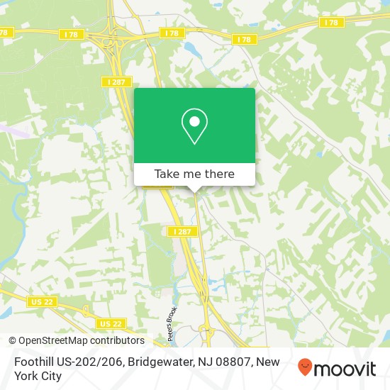 Mapa de Foothill US-202 / 206, Bridgewater, NJ 08807