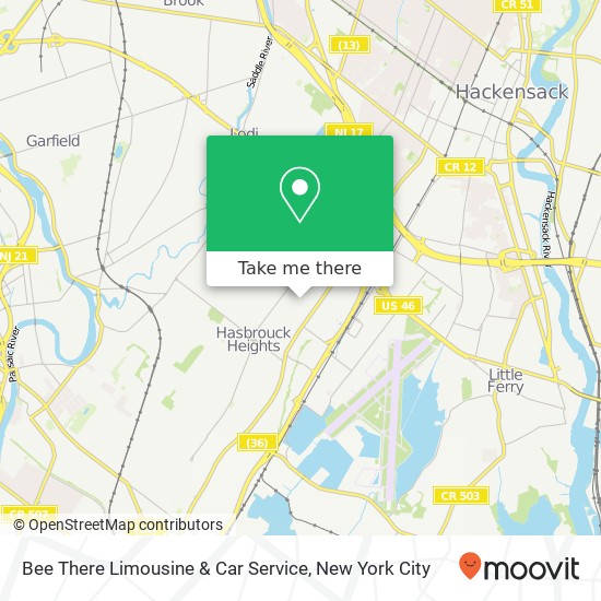 Bee There Limousine & Car Service map