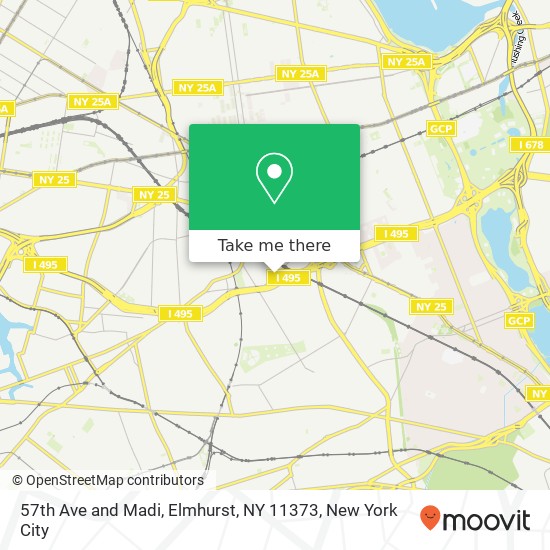 Mapa de 57th Ave and Madi, Elmhurst, NY 11373