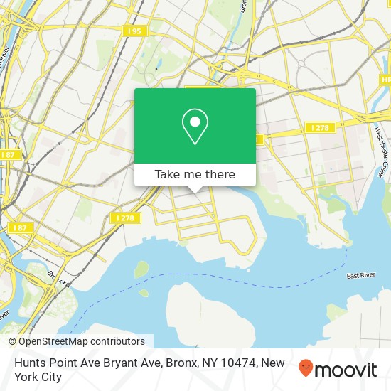 Mapa de Hunts Point Ave Bryant Ave, Bronx, NY 10474