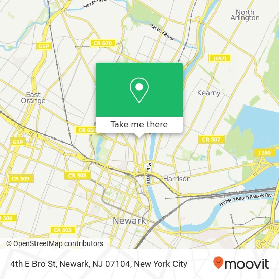 Mapa de 4th E Bro St, Newark, NJ 07104