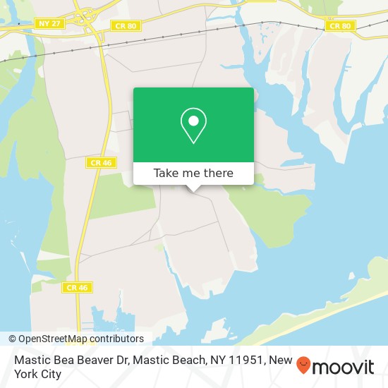 Mapa de Mastic Bea Beaver Dr, Mastic Beach, NY 11951