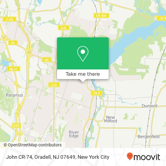 Mapa de John CR-74, Oradell, NJ 07649