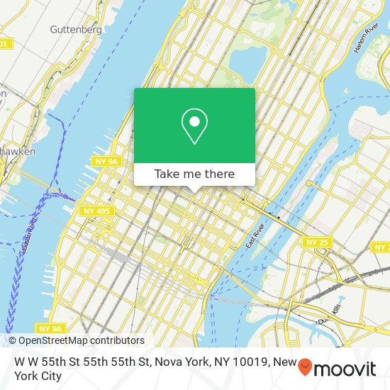 Mapa de W W 55th St 55th 55th St, Nova York, NY 10019