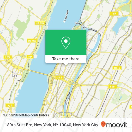 189th St at Bro, New York, NY 10040 map