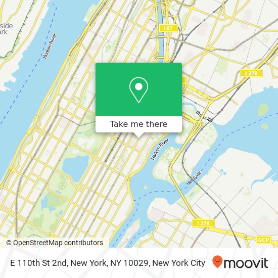 E 110th St 2nd, New York, NY 10029 map
