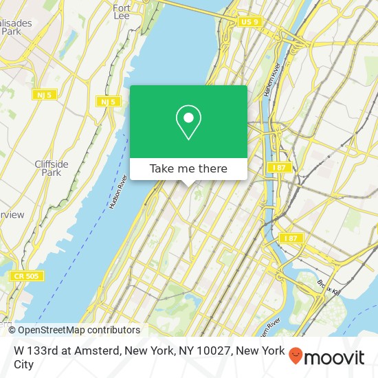 Mapa de W 133rd at Amsterd, New York, NY 10027