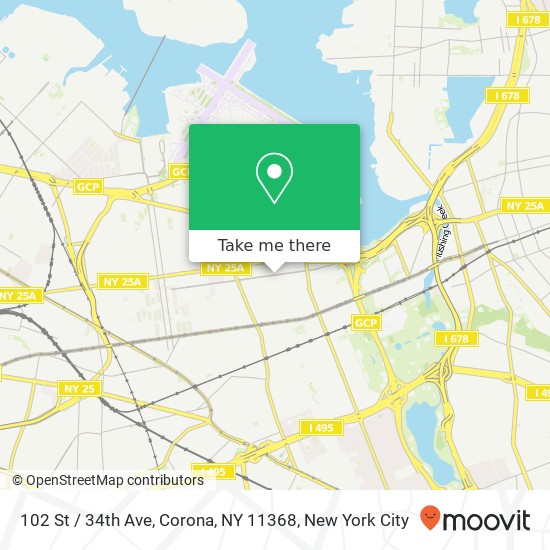 Mapa de 102 St / 34th Ave, Corona, NY 11368