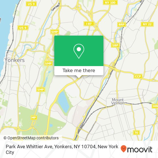 Mapa de Park Ave Whittier Ave, Yonkers, NY 10704