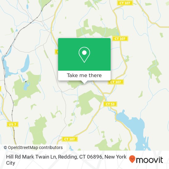 Hill Rd Mark Twain Ln, Redding, CT 06896 map