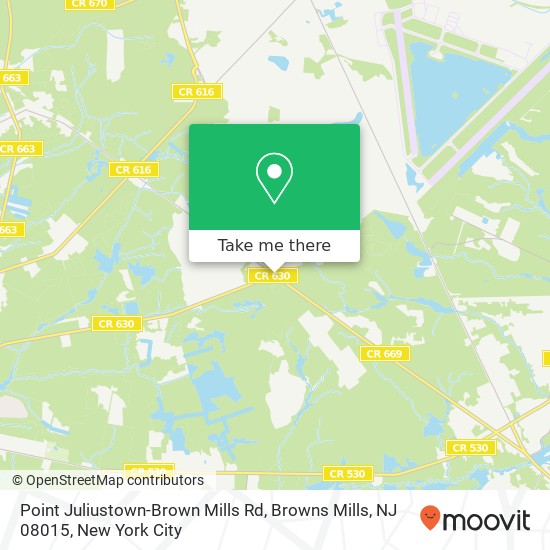 Mapa de Point Juliustown-Brown Mills Rd, Browns Mills, NJ 08015