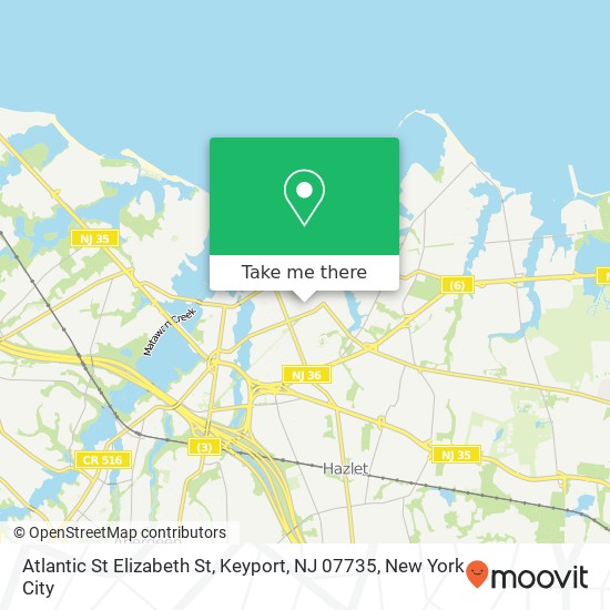 Mapa de Atlantic St Elizabeth St, Keyport, NJ 07735