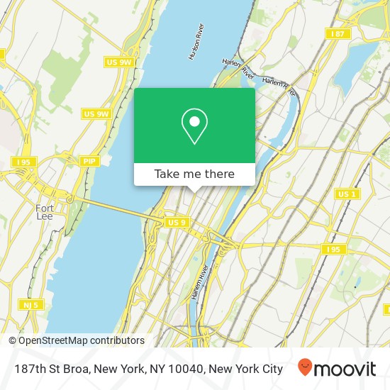187th St Broa, New York, NY 10040 map