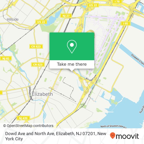 Mapa de Dowd Ave and North Ave, Elizabeth, NJ 07201