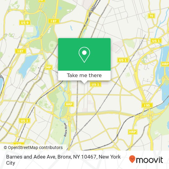 Mapa de Barnes and Adee Ave, Bronx, NY 10467
