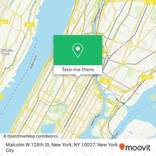 Mapa de Malcolm W 128th St, New York, NY 10027