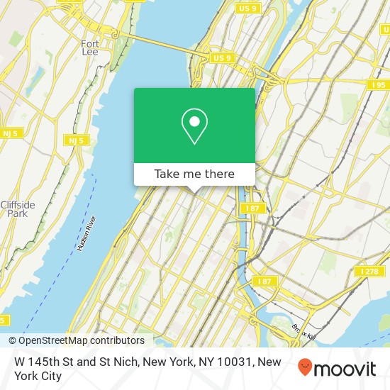 W 145th St and St Nich, New York, NY 10031 map