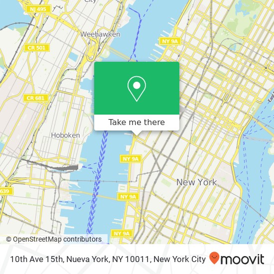 Mapa de 10th Ave 15th, Nueva York, NY 10011