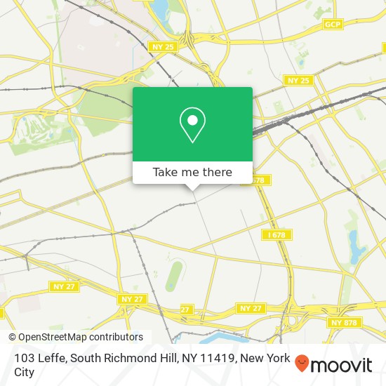 Mapa de 103 Leffe, South Richmond Hill, NY 11419