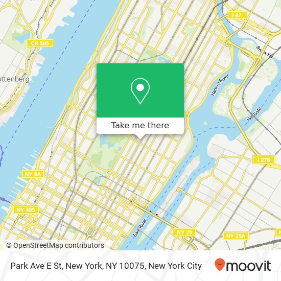 Mapa de Park Ave E St, New York, NY 10075