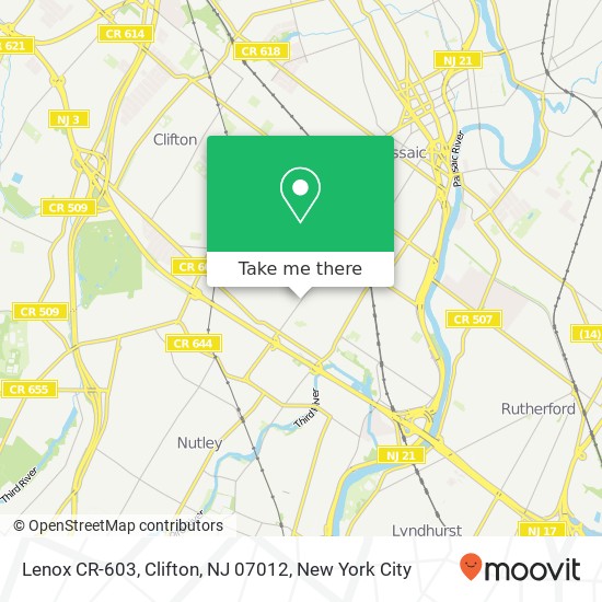 Mapa de Lenox CR-603, Clifton, NJ 07012
