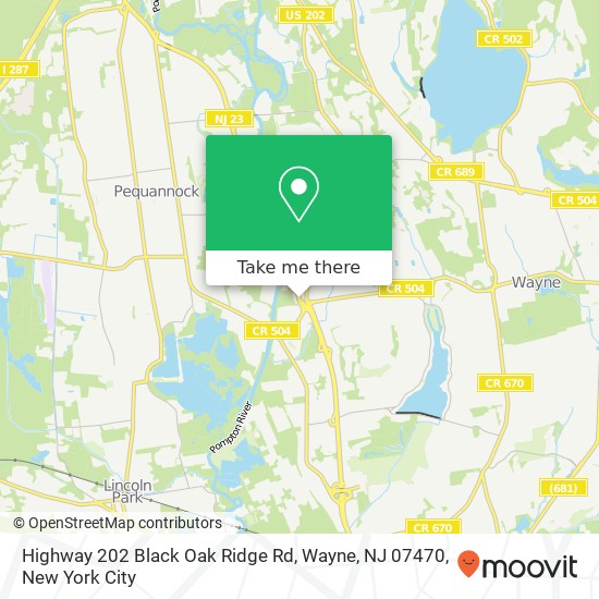 Mapa de Highway 202 Black Oak Ridge Rd, Wayne, NJ 07470