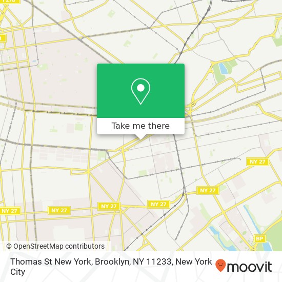 Mapa de Thomas St New York, Brooklyn, NY 11233