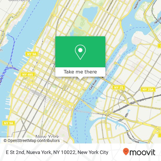 Mapa de E St 2nd, Nueva York, NY 10022